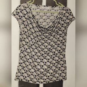 Liz Claiborne blouse,grey black and white, medium